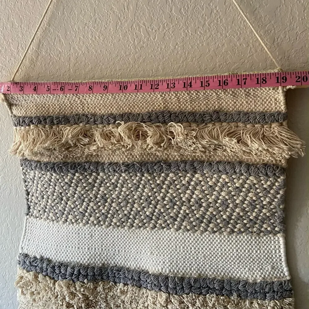 WALL TAPESTRY Decorative Shaggy Cotton Blend Neutral Natural Shabby Chic Boho